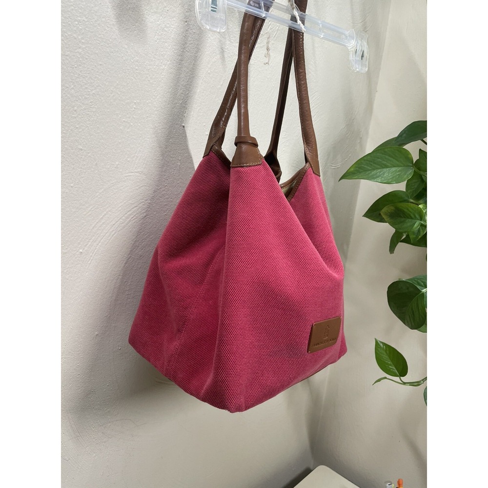Franchetti Bond Rasberry Color Fabrick Leather Strap Shoulder Bag View 2